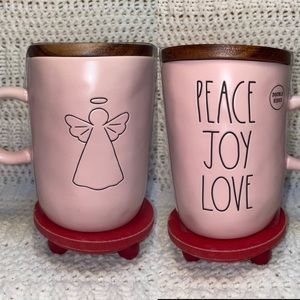 Rae Dunn PEACE JOY LOVE Mug with Topper